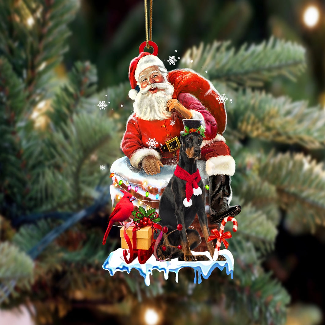 Doberman-Christmas Chimney Two Sided Ornament