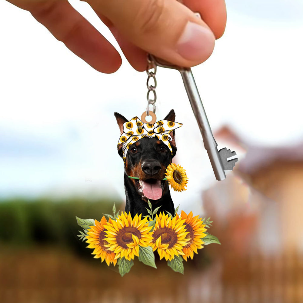 Doberman-Dog Mom Keychain