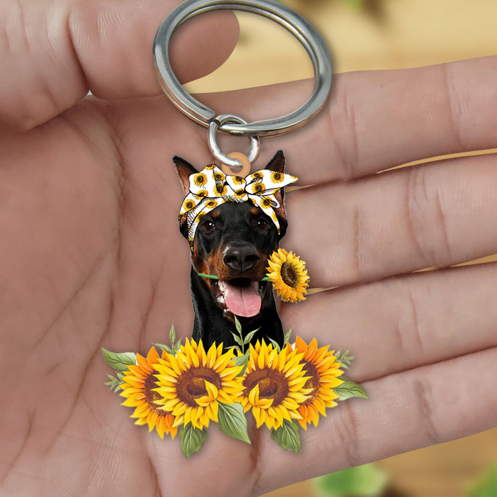 Doberman-Dog Mom Keychain