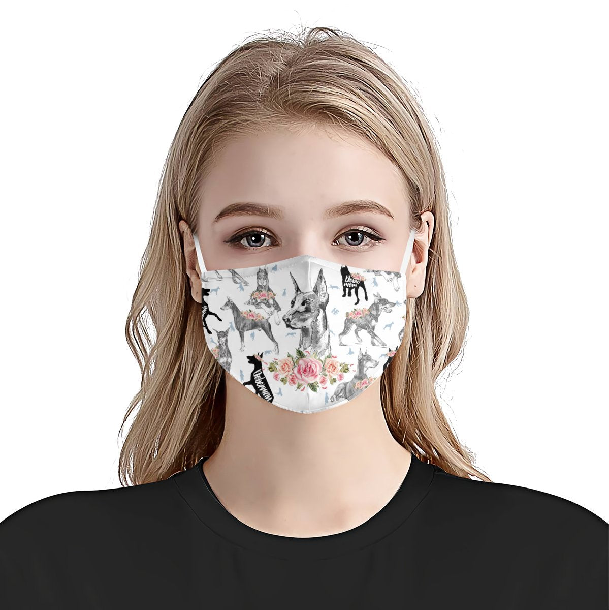 Doberman Floral Vintage EZ07 3006 Face Mask