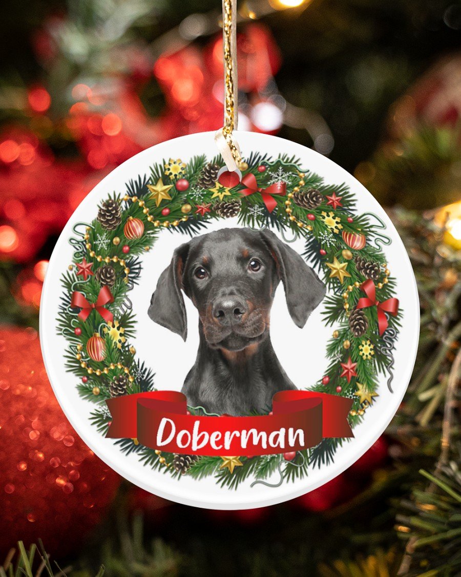 Doberman-Noel Circle-Two Sided Ornament