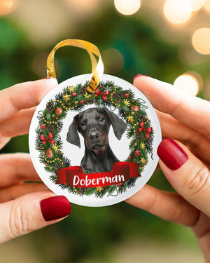 Doberman-Noel Circle-Two Sided Ornament