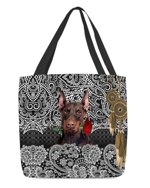 Doberman-Rose Cloth Tote Bag