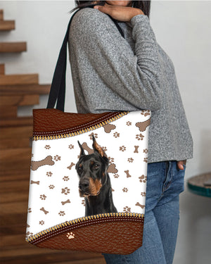 Doberman 2-Zipper Texture-Cloth Tote Bag