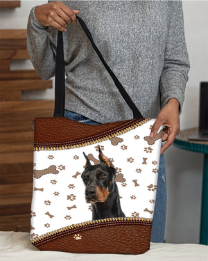 Doberman 2-Zipper Texture-Cloth Tote Bag