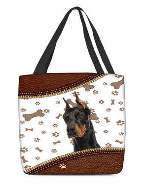 Doberman 2-Zipper Texture-Cloth Tote Bag