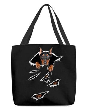 Cracks-Doberman-Cloth Tote Bag