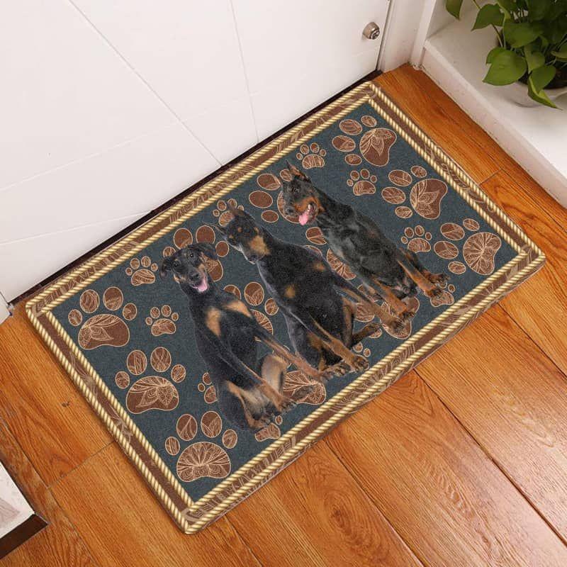 Doberman Pinscher-Flower Paw Doormat