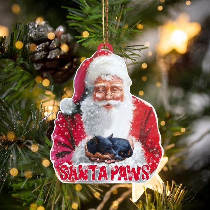 Doberman Pinscher-Santa Paws-Two Sided Ornament