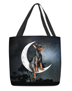 Doberman Pinscher-Sit On The Moon-Cloth Tote Bag