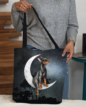 Doberman Pinscher-Sit On The Moon-Cloth Tote Bag