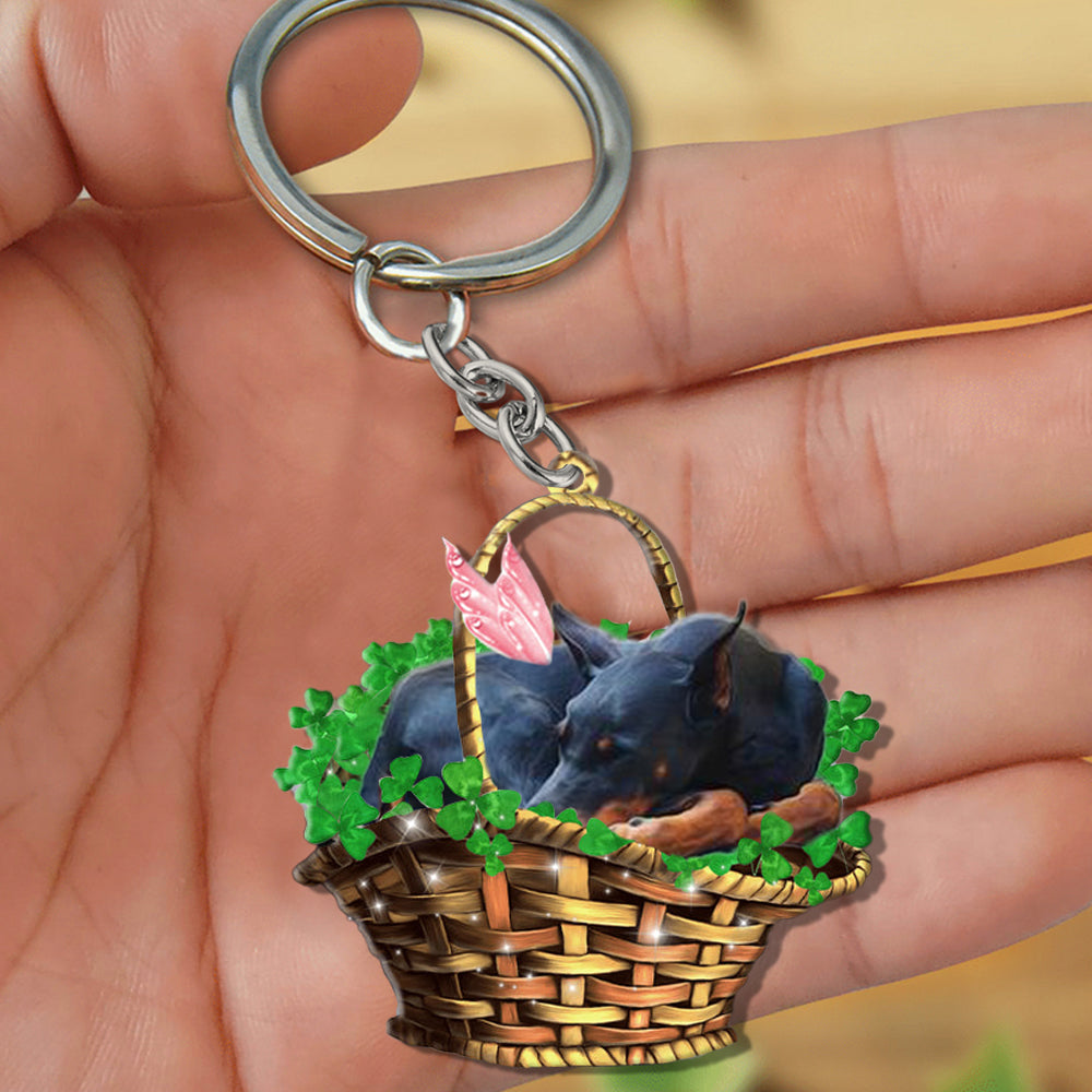 Doberman Pinscher-Sleeping Lucky Fairy Flat Acrylic Keychain