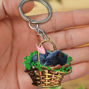 Doberman Pinscher-Sleeping Lucky Fairy Flat Acrylic Keychain