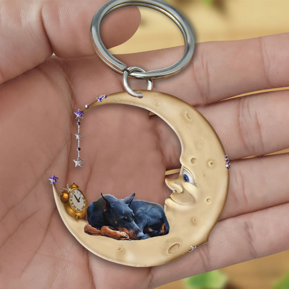 Doberman Pinscher-Sleeping on the moon Keychain