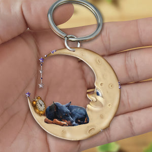 Doberman Pinscher-Sleeping on the moon Keychain