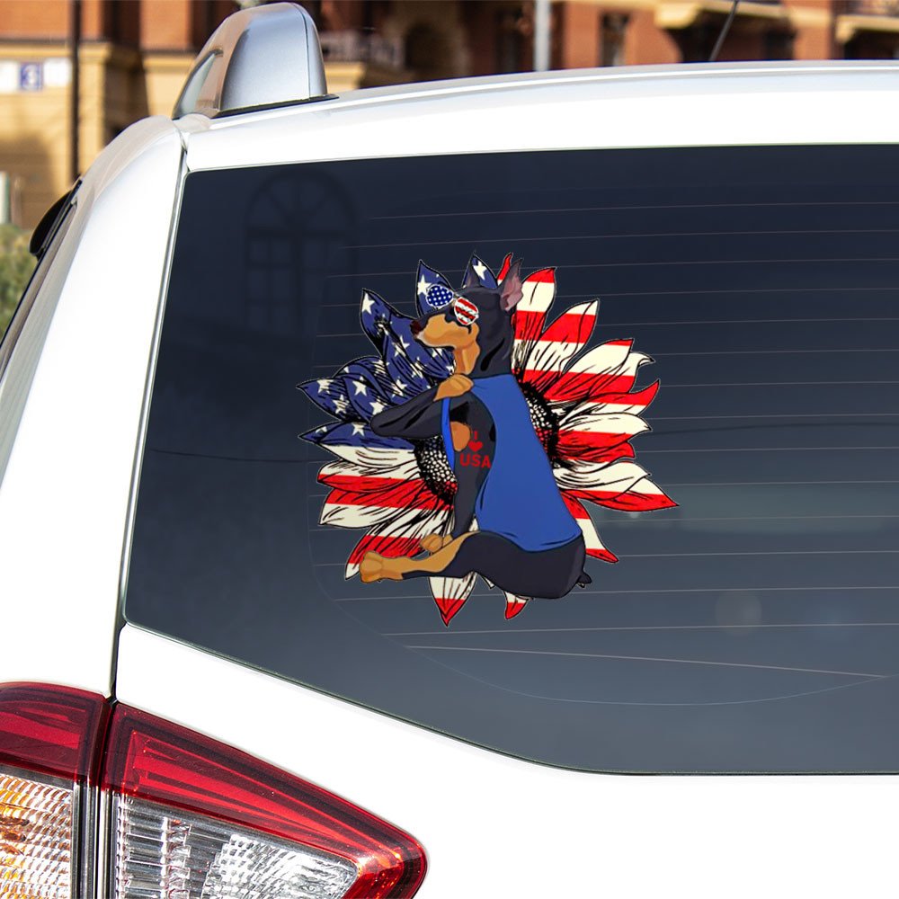 Doberman Pinscher Happy Independence Day Car Sticker
