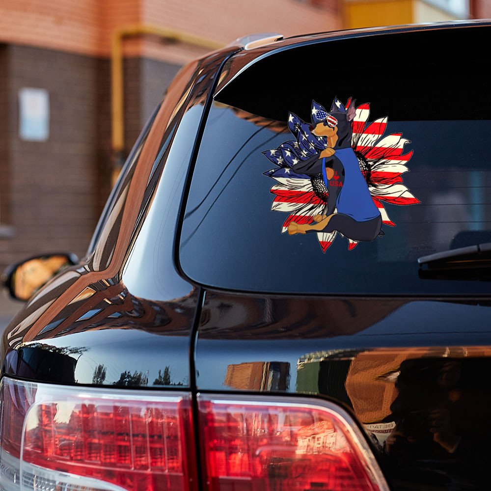 Doberman Pinscher Happy Independence Day Car Sticker