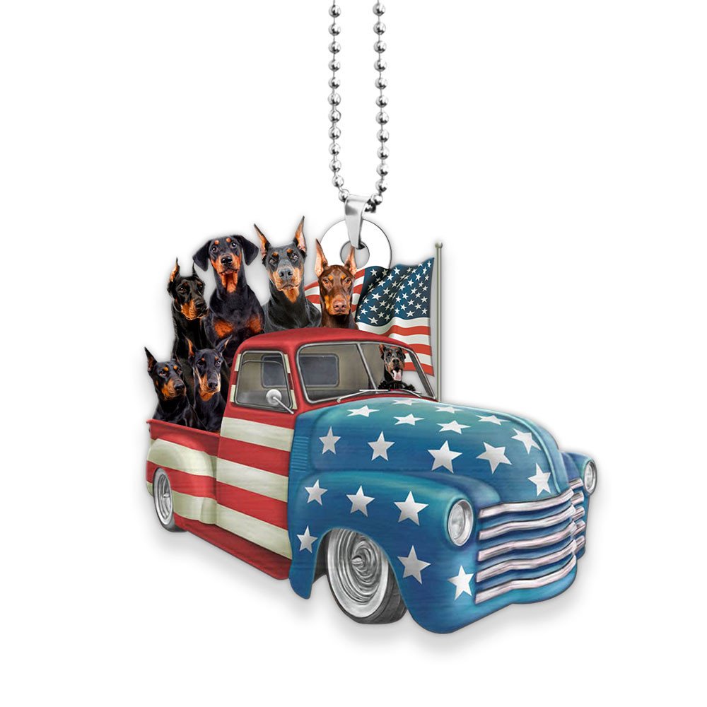 Doberman Pinscher Happy Independence Day Two Sides Ornament