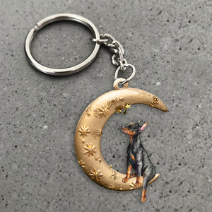 Doberman Pinscher-Dog & Moon Flat Acrylic Keychain