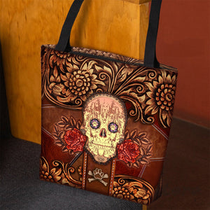 Doberman Skull Flower Cloth Tote Bag