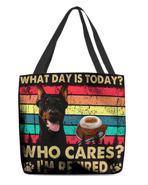 Doberman Who Cares-Cloth Tote Bag