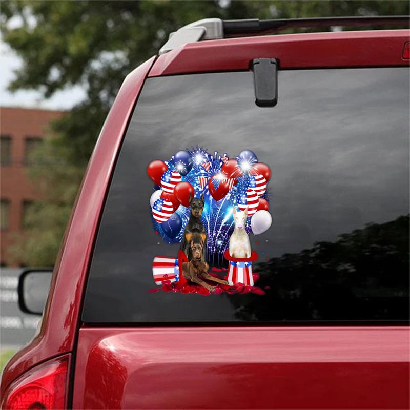 Doberman - Fireworks Celebration Car Sticker