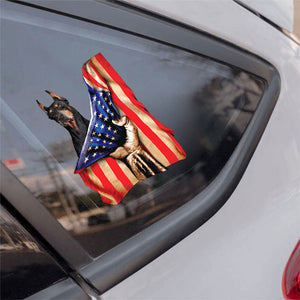 Dobermann-American Flag Front Car Sticker