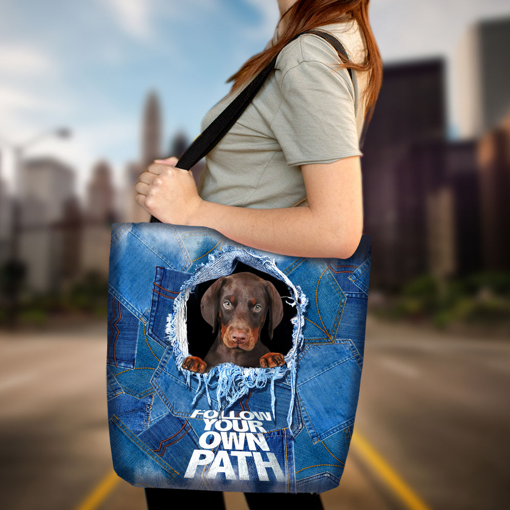 Dobermann -Follow Your Own Path-Cloth Tote Bag