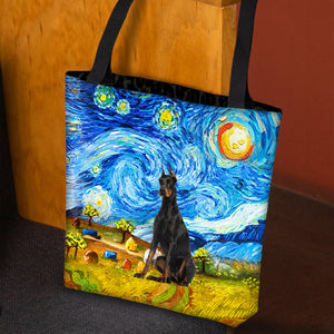 Dobermann-Oil Painting-Cloth Tote Bag