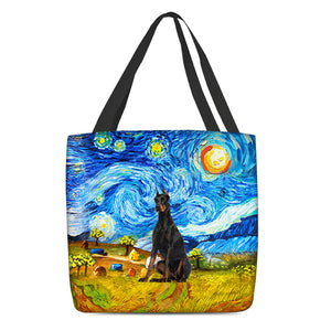 Dobermann-Oil Painting-Cloth Tote Bag