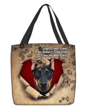 Dobermann-Torn Cloth Tote Bag