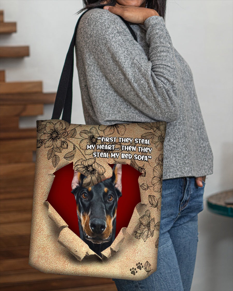 Dobermann-Torn Cloth Tote Bag