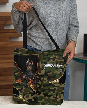 Dobermann Camo Cloth Tote Bag