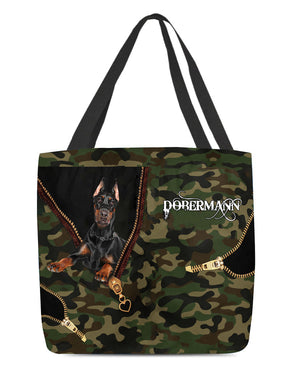 Dobermann Camo Cloth Tote Bag