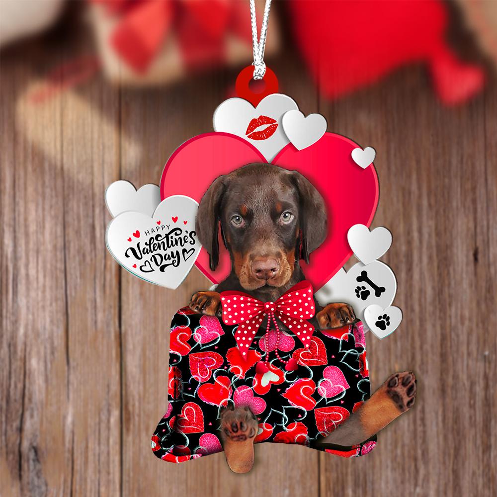 Dobermann Valentine's Day Sleeping Bag-Two Sides Ornament