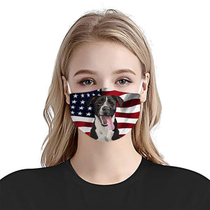 American Pitbull Terrier Black American Flag EZ07 1504 Face Mask