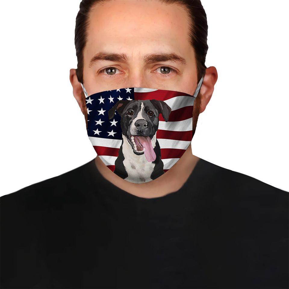 American Pitbull Terrier Black American Flag EZ07 1504 Face Mask