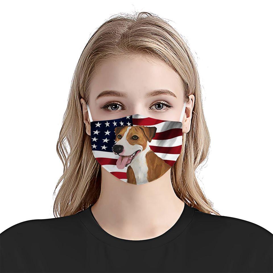 American Pitbull Terrier Yellow American Flag EZ07 1504 Face Mask