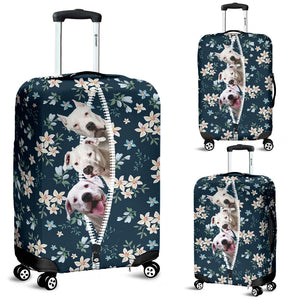 Dogo Argentino-Flowers-Luggage covers