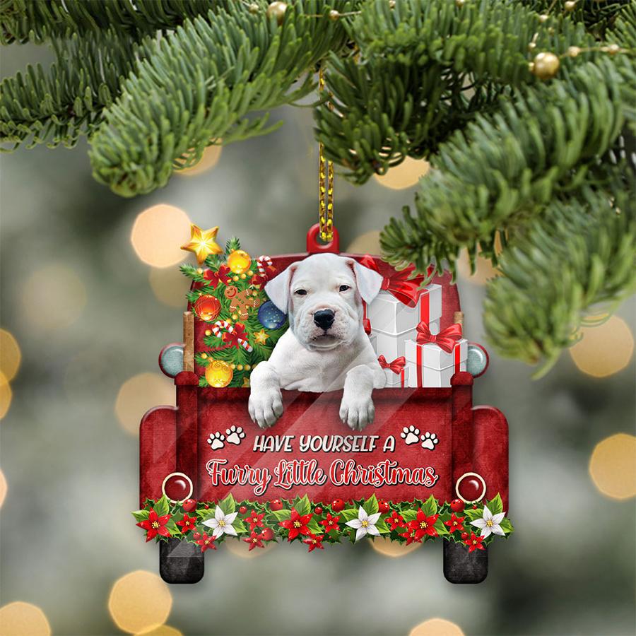 Dogo Argentino Sit On A Truck-Two Sided Ornament