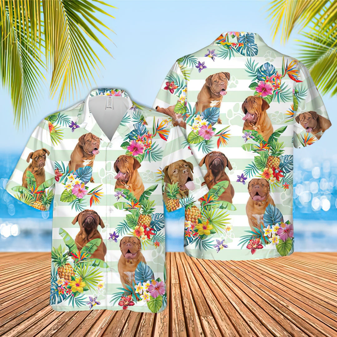 Dogue De Bordeaux Tropical Flower Hawaiian Shirt