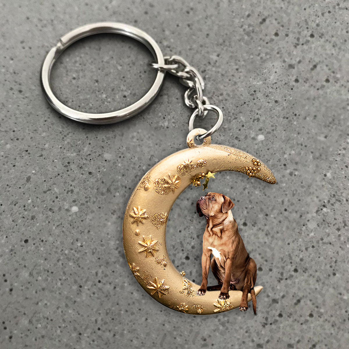 Dogue de Bordeaux-Dog & Moon Flat Acrylic Keychain