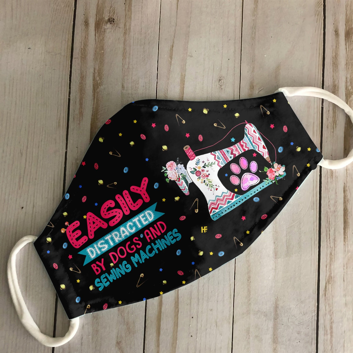 Easily Distracted By Dog And Sewing Machines EZ16 2807 Face Mask