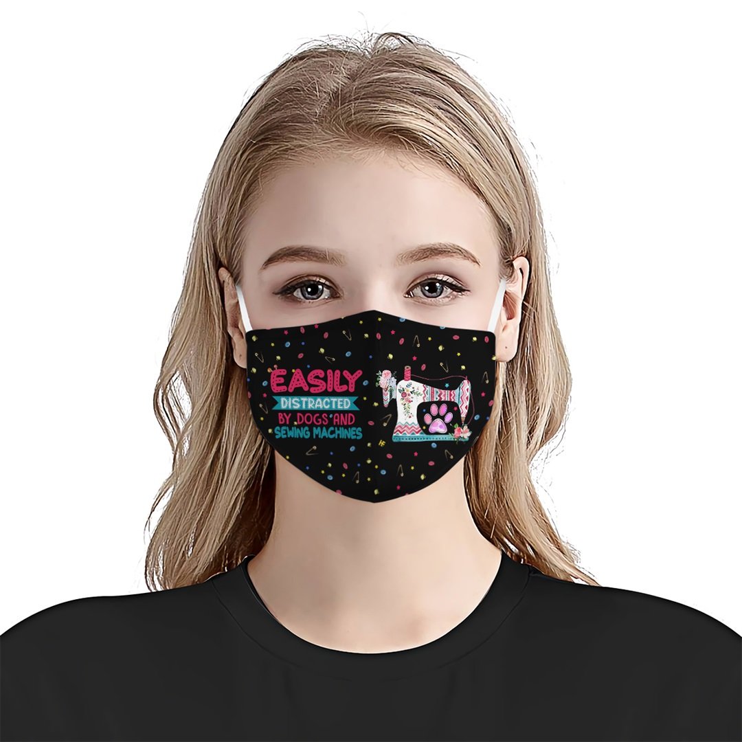 Easily Distracted By Dog And Sewing Machines EZ16 2807 Face Mask