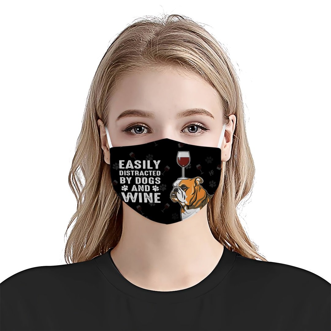 Easily Distracted By Dogs And Wine EZ16 1406 Face Mask