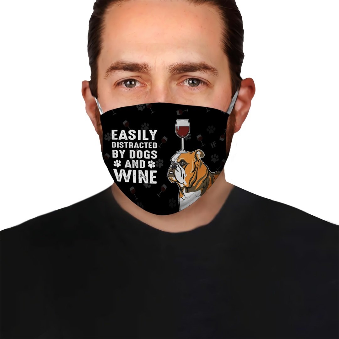 Easily Distracted By Dogs And Wine EZ16 1406 Face Mask