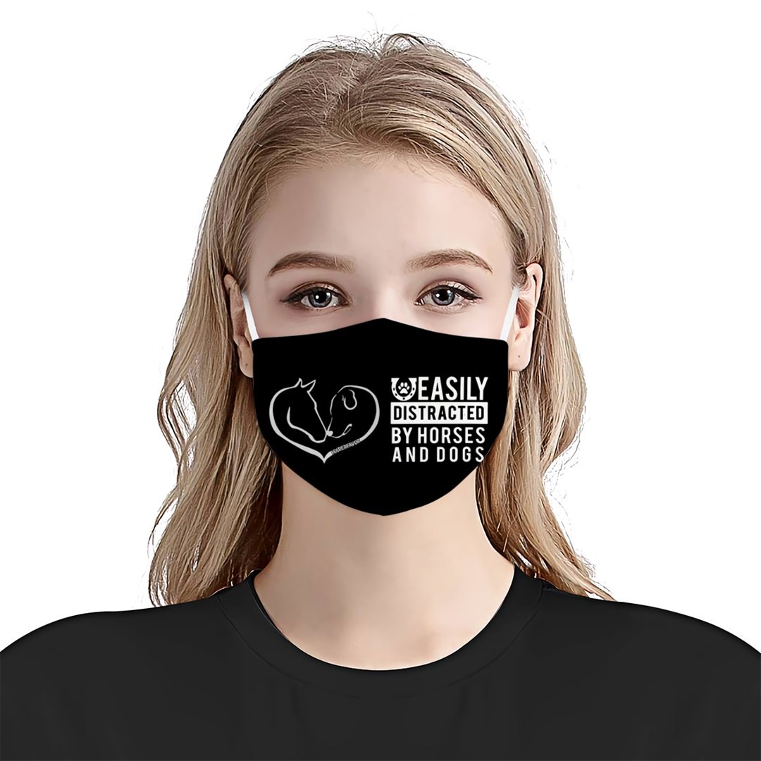Easily Distracted By Horses and Dogs EZ03 1405 Face Mask