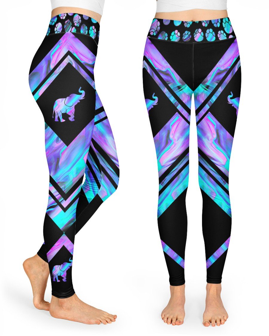 Elephant Hologram Liquid High Waist Leggings