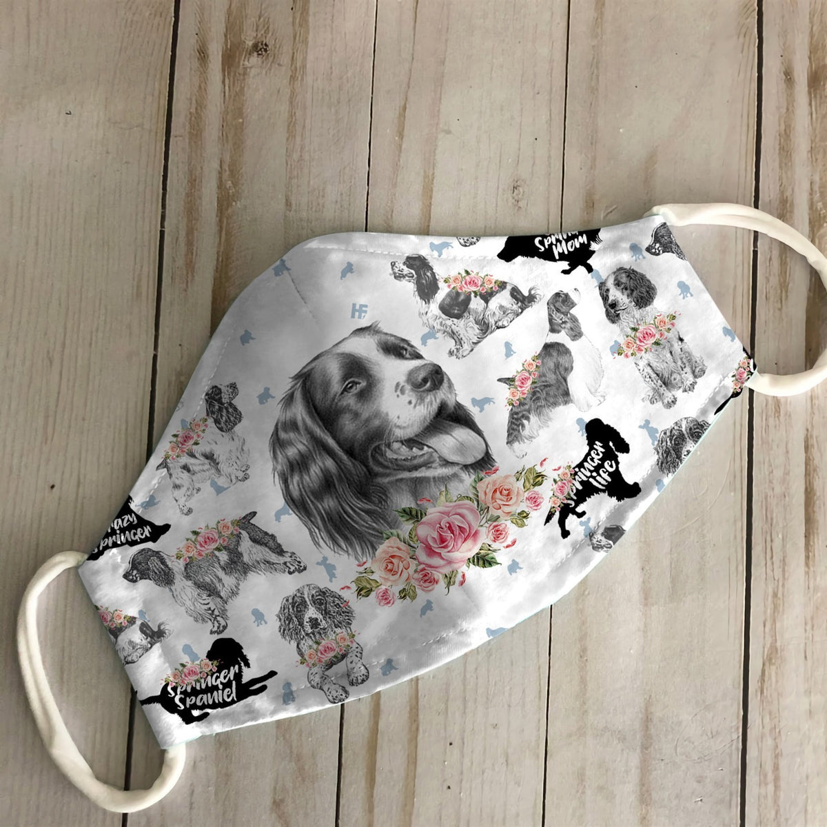 English Springer Spaniel Floral Vintage EZ07 2606 Face Mask