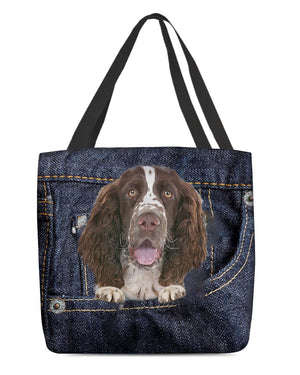 English Springer Spaniel-Dark Denim-Cloth Tote Bag